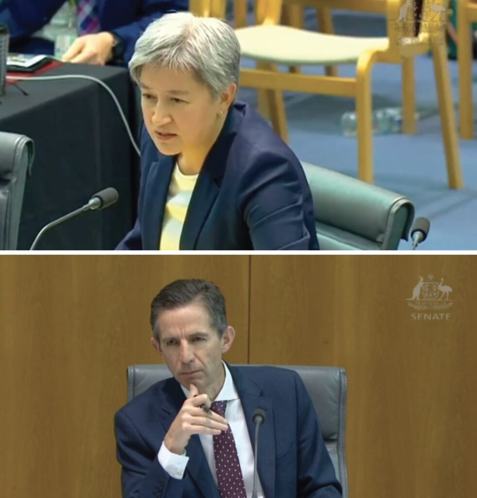 Foreign Minister Senator Penny Wong and Opposition Foreign Affairs spokesperson Senator Simon Birmingham had an exchange regarding “Palestine” recognition (Screenshots)